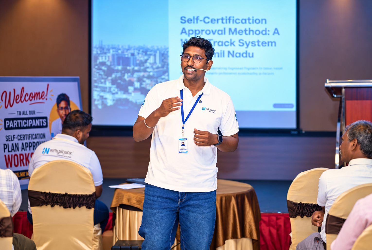 Trainer presenting the Self-Certification Approval Method at our last offline workshop